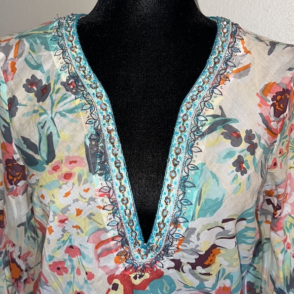 Ted Baker London Floral Swim Cover Up with Neck Details - Size 3 (XS-S) - Picture 2 of 6